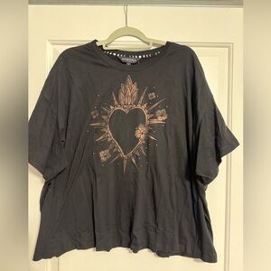 Torrid Nightfall Black Graphic Tee with flame heart ❤️